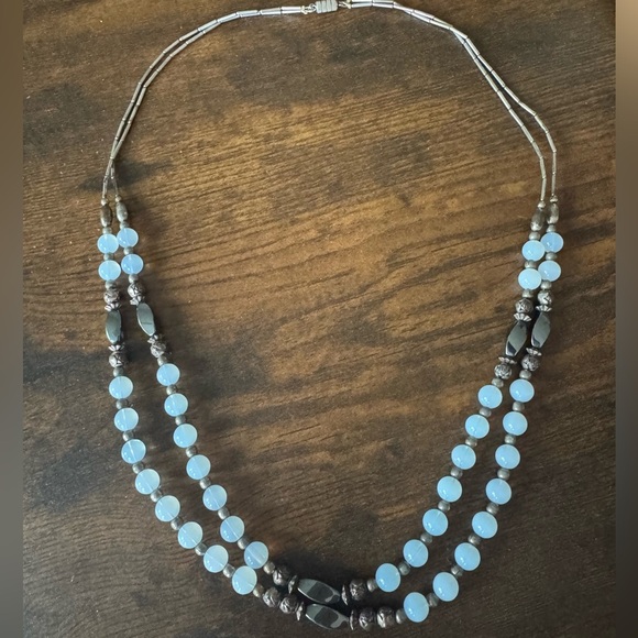 Vintage Moonstone & Hematite Double Strand Beaded Necklace - Picture 2 of 6